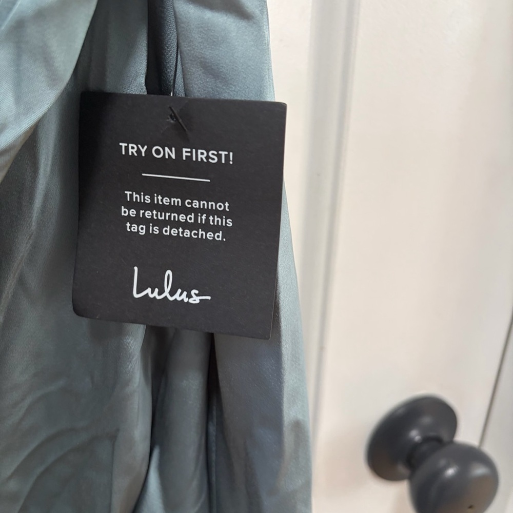 Lulus Signature Elegance NWT size XL Slate Blue Satin One-Shoulder Maxi Dress - Picture 6 of 14